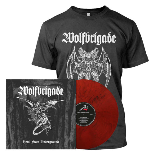 Wolfbrigade 'Howl From Underground' LP Red Black Marble Vinyl & T-Shirt Bundle