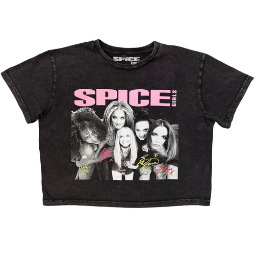 Spice Girls 'Canada' (Charcoal Grey) Womens Fitted Stone Wash Crop Top