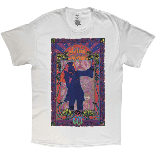Janis Joplin 'Paisley & Flowers Frame Border' (White) T-Shirt