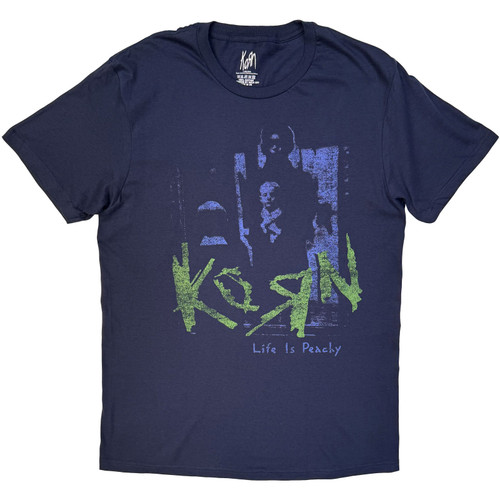 Korn 'Life Is Peachy Green/Purple' (Navy Blue) T-Shirt