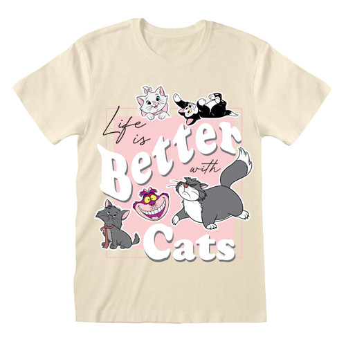 Disney 'Life is Better with Cats' (Ecru) T-Shirt