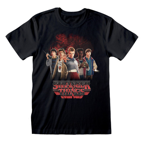 Stranger Things 'Group with Vecna behind v1' (Black) T-Shirt