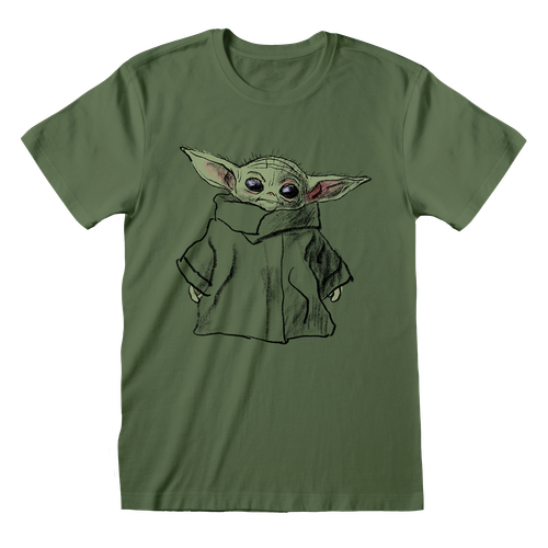 Star Wars 'The Mandalorian - Grogu Sketch' (Military Green) T-Shirt