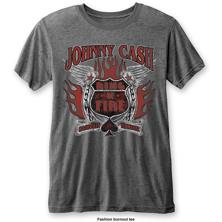 Johnny Cash 'Ring Of Fire' Burnout T-Shirt