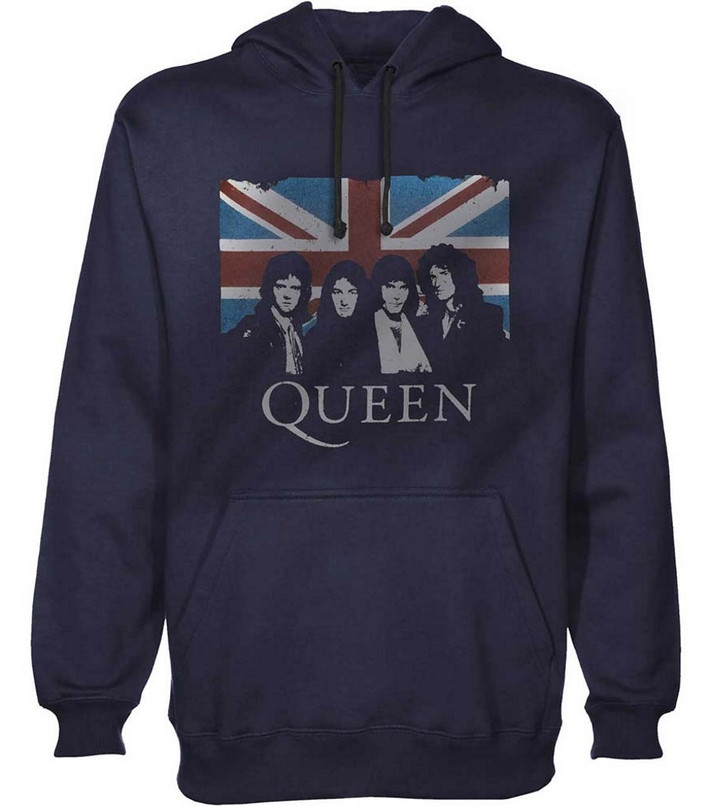 Queen 'Union Jack' (Navy) Pull Over Hoodie