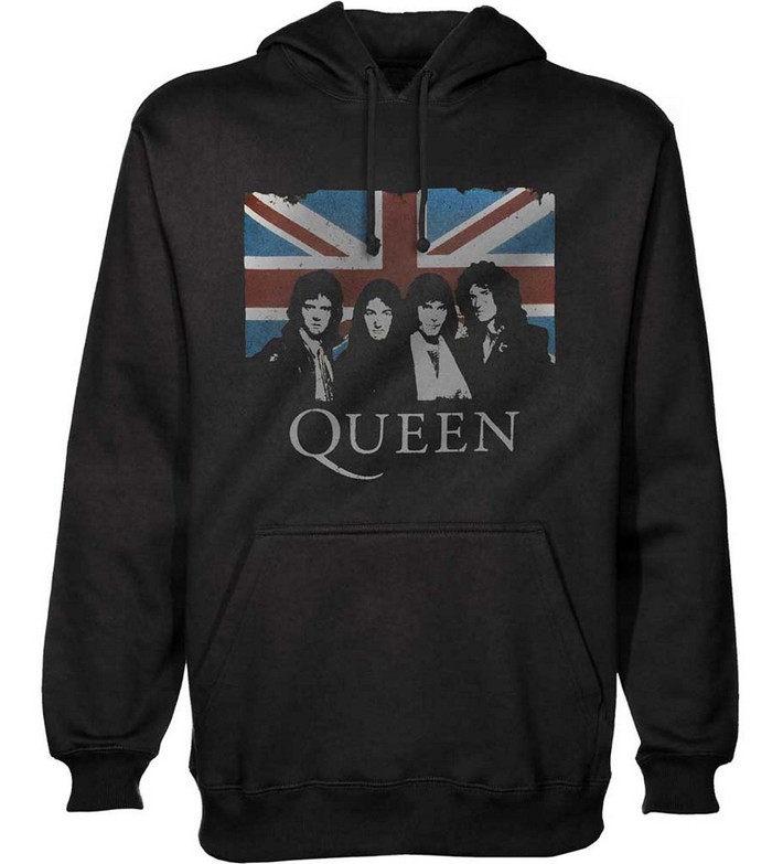 Queen 'Union Jack' (Black) Pull Over Hoodie