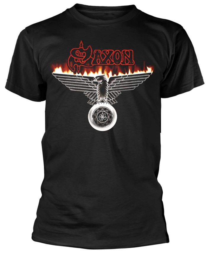 Saxon 'Burning Wheels Of Steel' (Black) T-Shirt