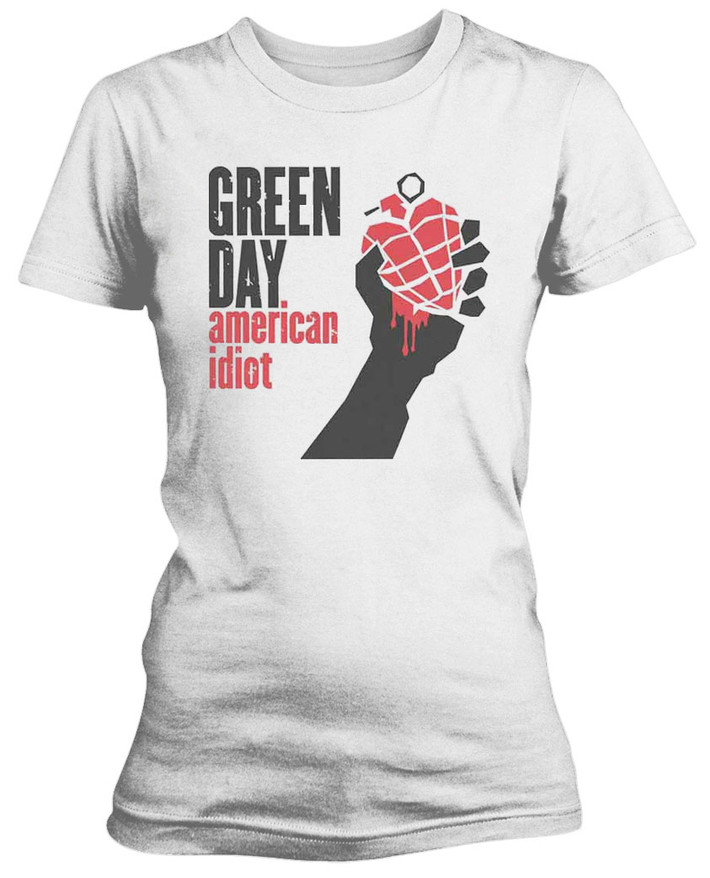 Green Day 'American Idiot' (White) Womens Fitted T-Shirt