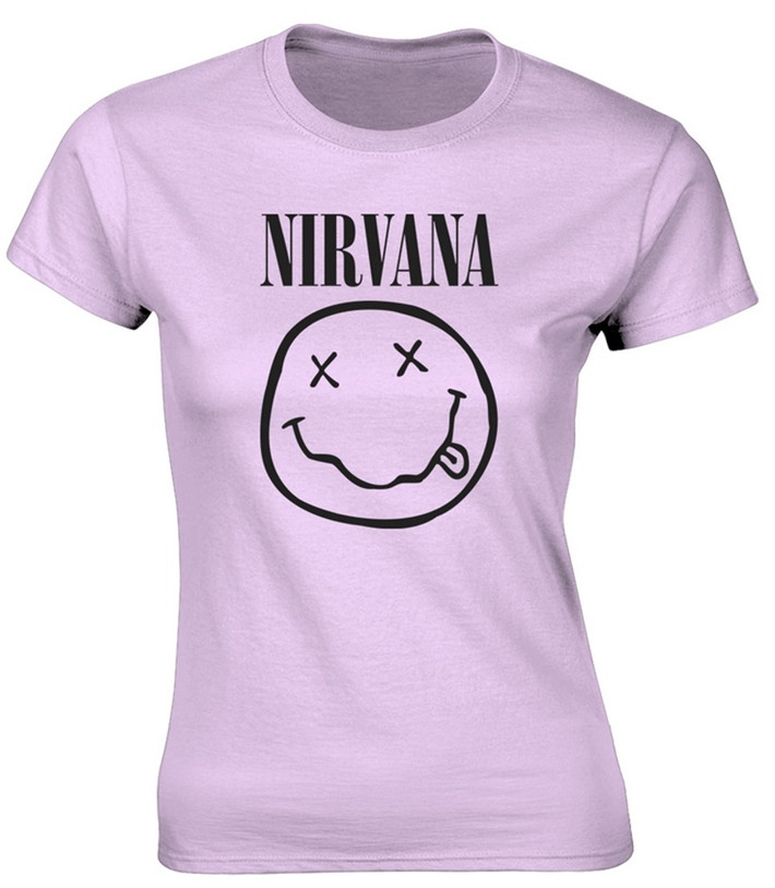 Nirvana 'Squiggly Face' (Pink) Womens Fitted T-Shirt