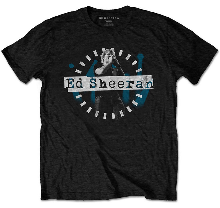 Ed Sheeran 'Dashed Stage Photo' (Black) T-Shirt