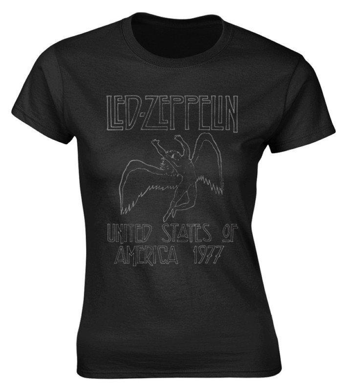 Led Zeppelin 'USA 1977' (Black) Womens Fitted T-Shirt