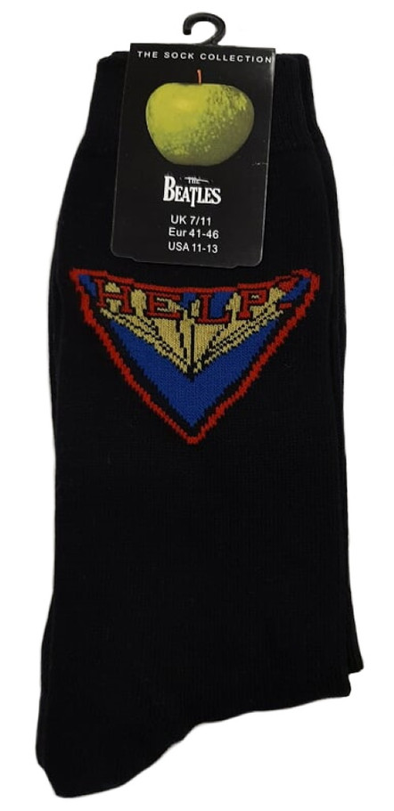 The Beatles 'HELP!' (Black) Socks (One Size = UK 7-11)