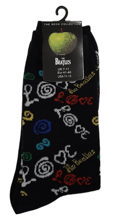 The Beatles 'Love' (Black) Socks (One Size = UK 7-11)