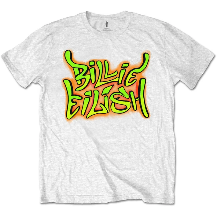 Billie Eilish 'Airbrush Flames' (White) T-Shirt
