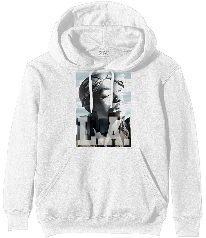 Tupac 'L.A. Skyline' (White) Pull Over Hoodie