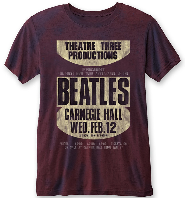 The Beatles 'Carnegie Hall' (Navy / Red) Burnout T-Shirt