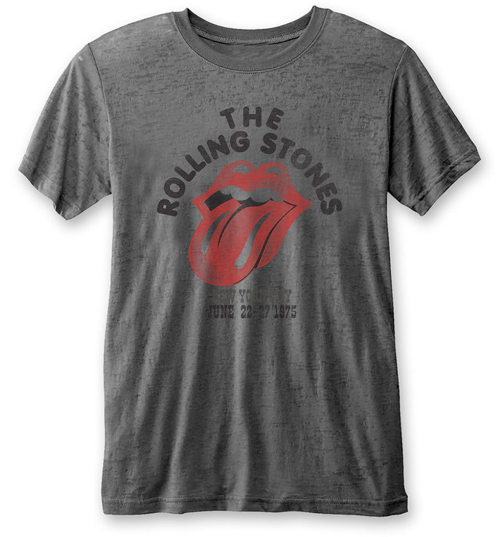 The Rolling Stones 'New York City 75' (Grey) Burnout T-Shirt
