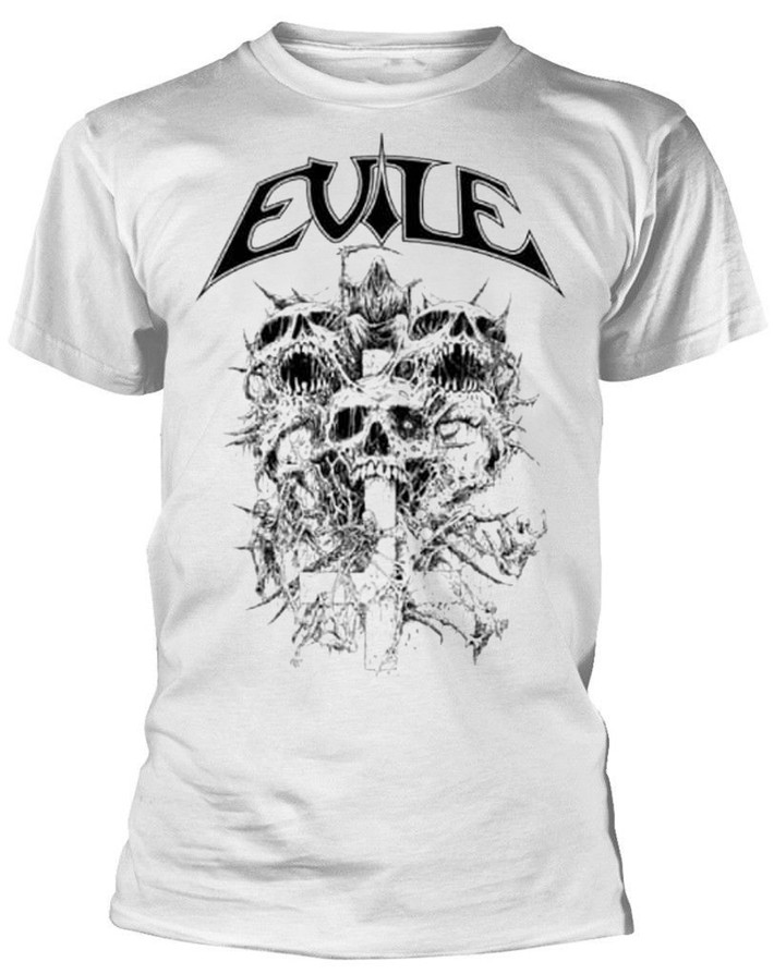 Evile 'Skull Cross' (White) T-Shirt