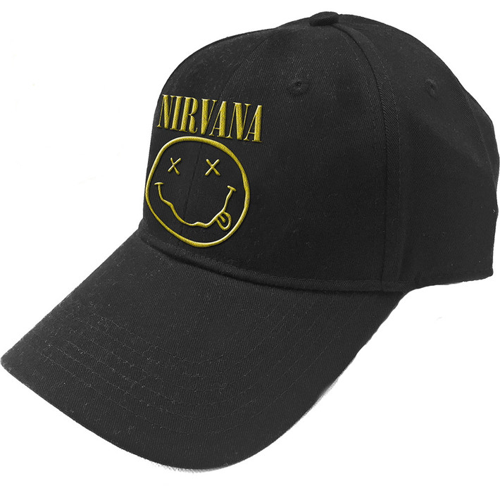 Nirvana 'Smile & Logo' (Black) Baseball Cap