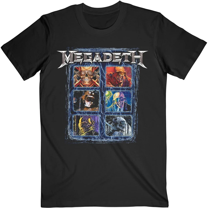 Megadeth 'Vic Head Grid' (Black) T-Shirt