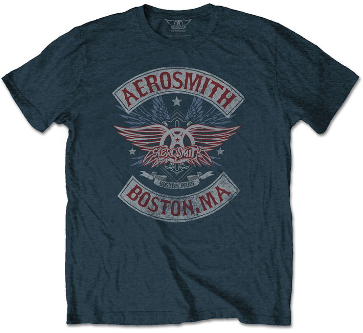 Aerosmith 'Boston Pride' (Denim Blue) T-Shirt
