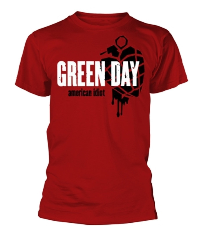 Green Day 'American Idiot Grenade' (Red) T-Shirt