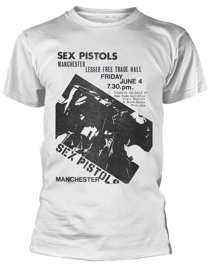 Sex Pistols 'Manchester Flyer' (White) T-Shirt | Eyesore Merch