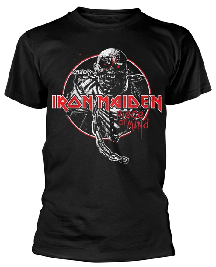 Iron Maiden 'Piece Of Mind Circle' (Black) T-Shirt