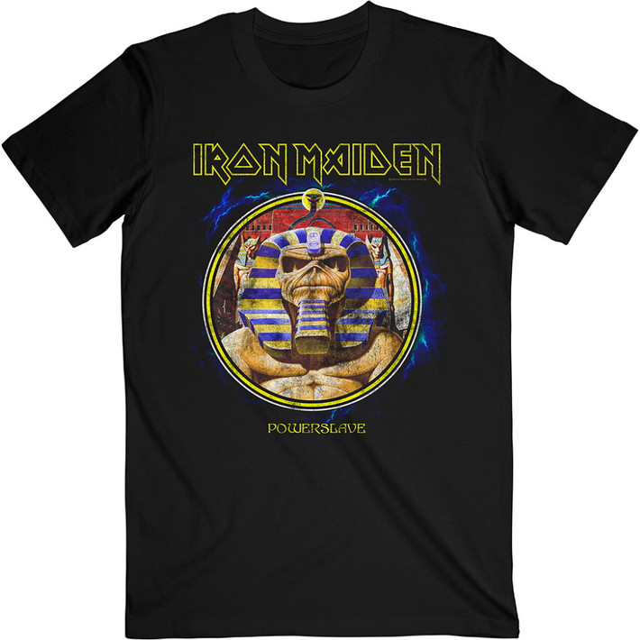 Iron Maiden 'Powerslave Mummy Circle' (Black) T-Shirt