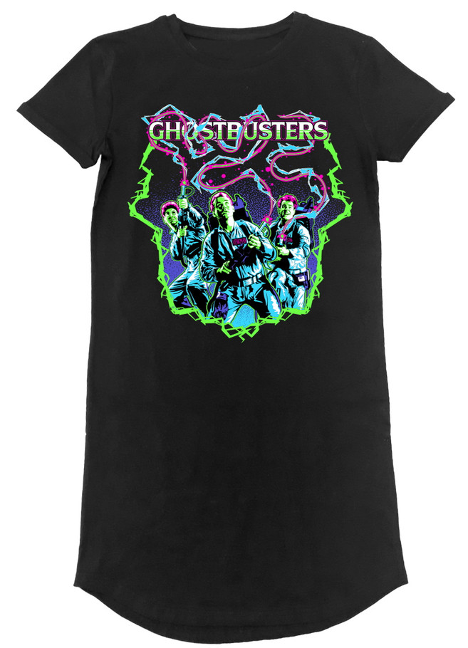 Ghostbusters 'Arcade Neon' (Black) Womens T-Shirt Dress