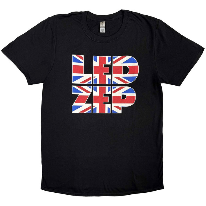 Led Zeppelin 'Union Jack Type' (Black) T-Shirt