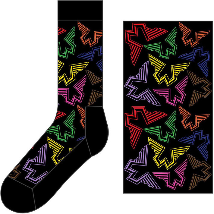 Paul McCartney 'Wings Logos' (Black) Socks (One Size = UK 7-11)