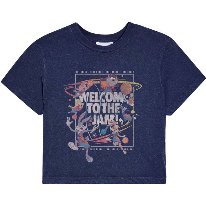 Space Jam 'Welcome To The Jam' (Blue) Womens Cropped T-Shirt