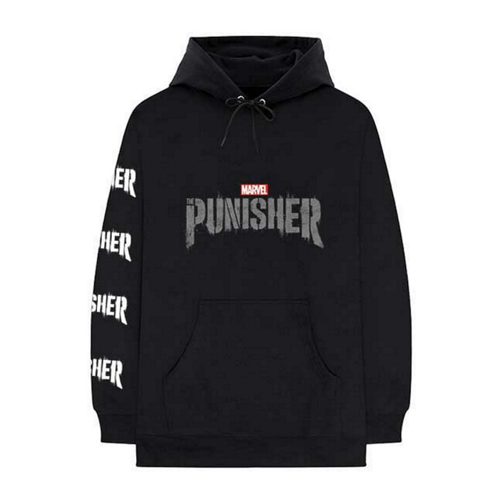 Punisher 'Stamp' (Black) Pull Over Hoodie Front