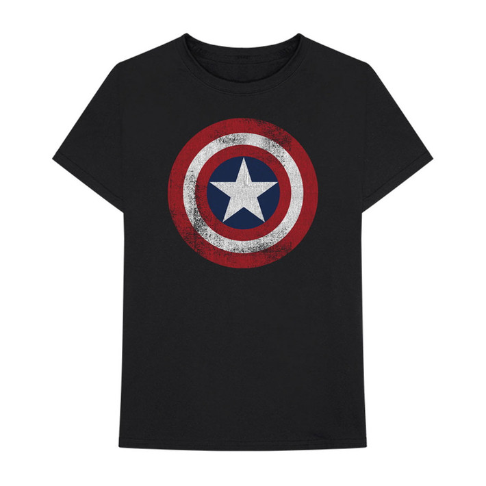 Marvel Captain America 'Shield Distressed' (Black) T-Shirt