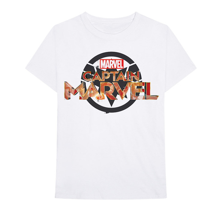 Marvel Captain Marvel 'New Logo' (White) T-Shirt