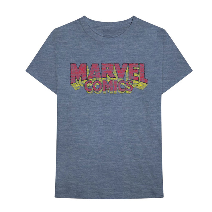 Marvel Comics 'Distressed Logo' (Blue) T-Shirt
