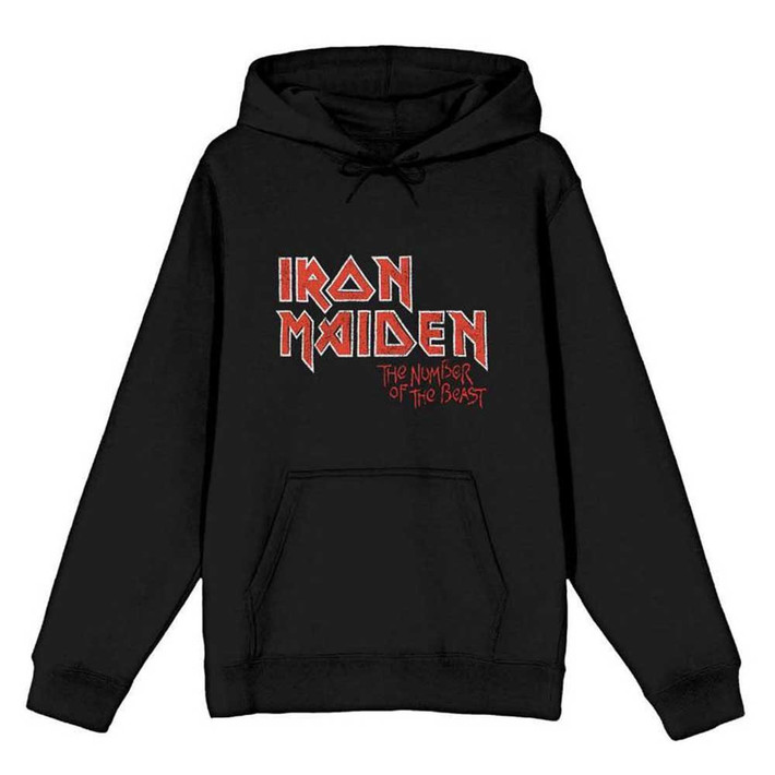 Iron Maiden 'Number of the Beast Vintage Logo Faded Edge Album' (Black) Pull Over Hoodie