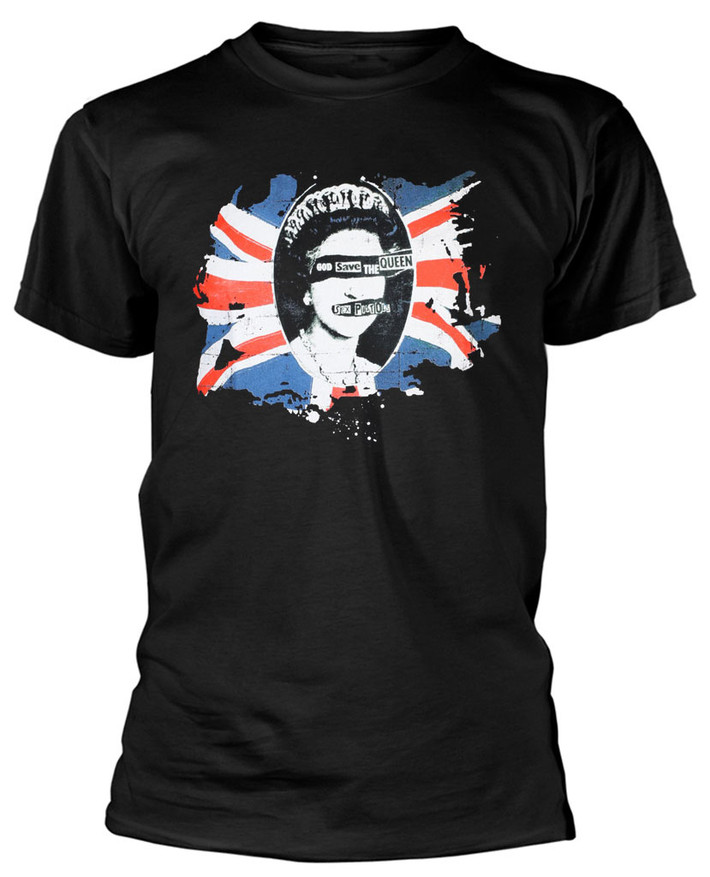 Sex Pistols 'God Save The Queen Union Jack' (Black) T-Shirt