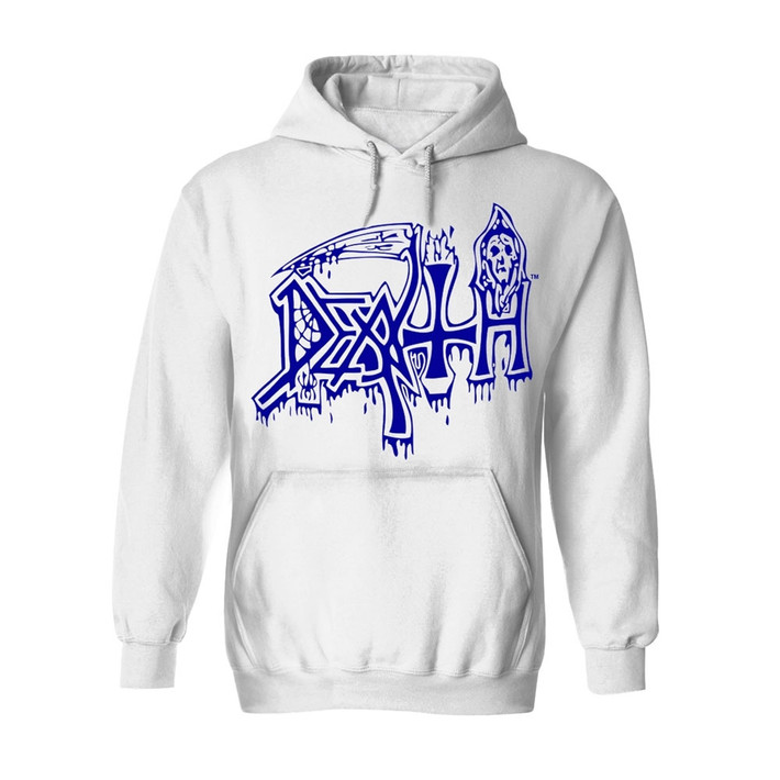 Death 'Leprosy Posterized' (White) Pull Over Hoodie - Ultrakult Clothing printed on 100% cotton garment