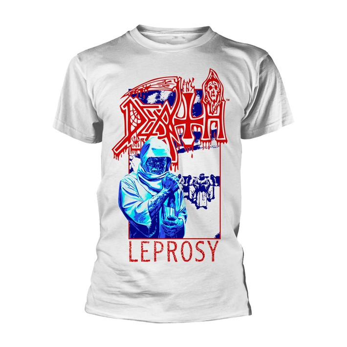 Death 'Leprosy Posterized' (White) T-Shirt - Ultrakult Clothing
