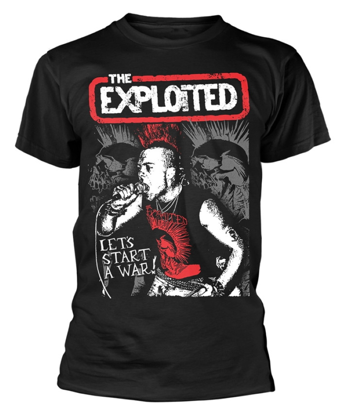 The Exploited 'Let's Start A War Performing' (Black) T-Shirt