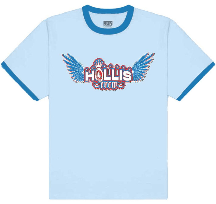 Run DMC 'Hollis Crew Wings' (Blue) Ringer T-Shirt