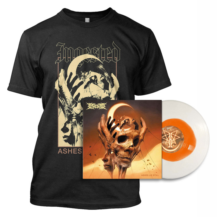 PRE-ORDER - Ingested 'Ashes Lie Still' White Orange Colour In Colour Vinyl & T-Shirt Bundle - RELEASE DATE 4th November 2022