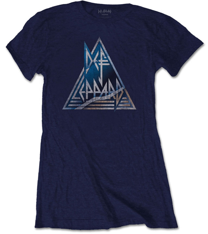 Def Leppard 'Triangle Logo' (Blue) Womens Fitted T-Shirt