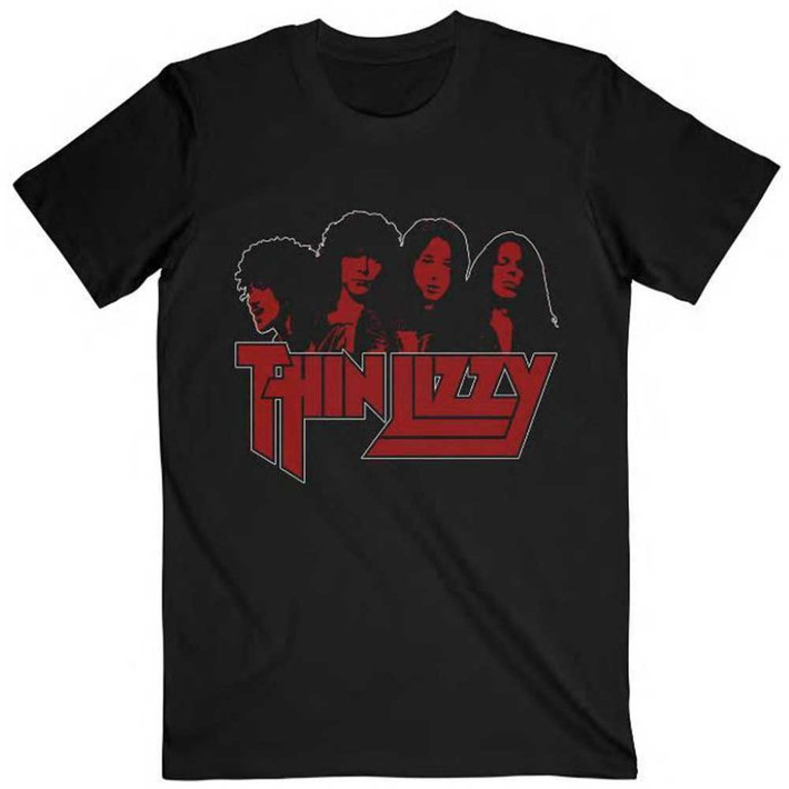 Thin Lizzy 'Band Photo Logo' (Black) T-Shirt