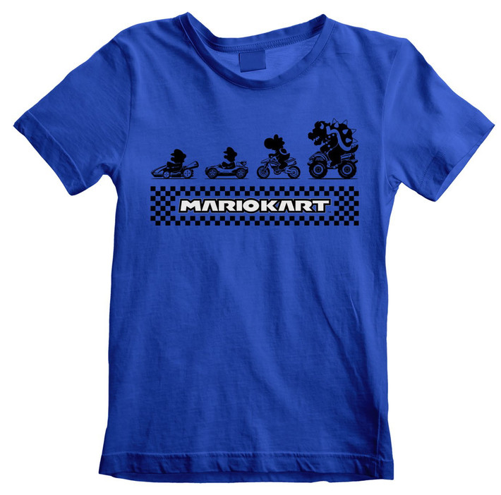 Nintendo Super Mario Kart 'Silhouettes' (Blue) Kids T-Shirt