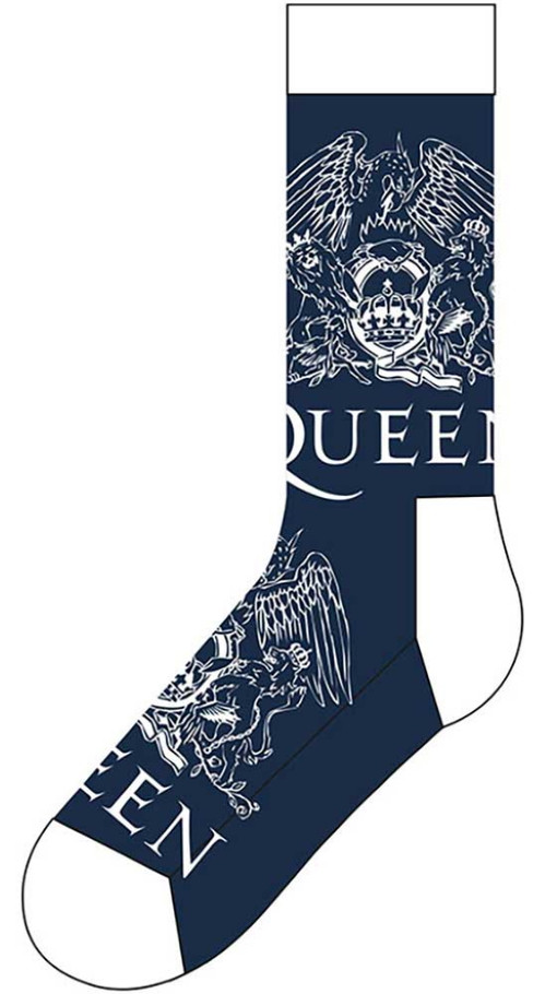 Queen 'White Crests' (Blue) Socks (One Size = UK 7-11)