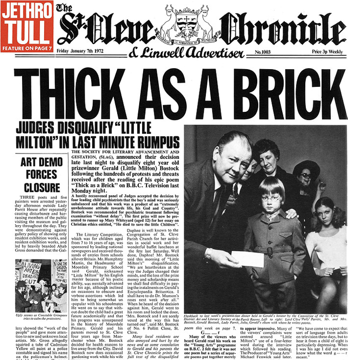 Jethro Tull 'Thick As A Brick' LP 180g Black Vinyl (2012 Steven Wilson Remix)