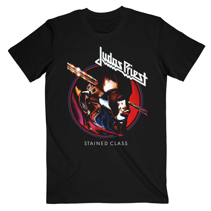 Judas Priest 'Stained Class Album Circle' (Black) T-Shirt